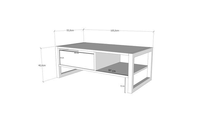 Hanah Home Mesa de Centro Industrial con Cajón en Pino Atlántico y Negro